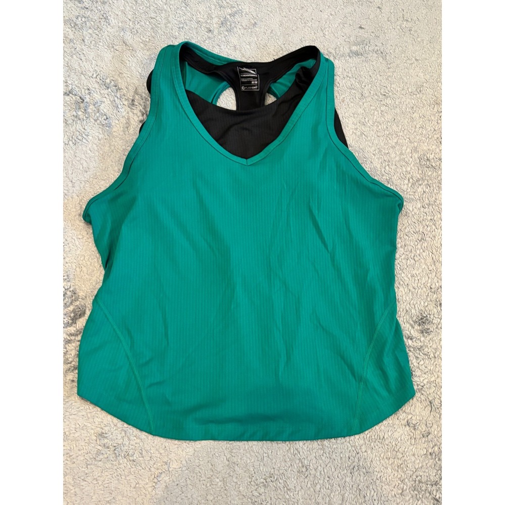 The North Face Racerback Tank Top Attached Sports Bra Womens Medium Green Black